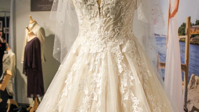 Robe de mariée en dentelle ivoire avec voile